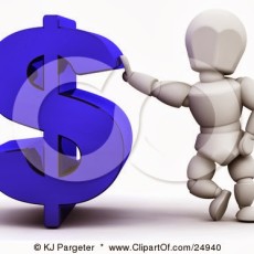 24940-Clipart-Illustration-Of-A-White-Character-Leaning-Against-A-Blue-Dollar-Sign-Symbol-764413.jpg